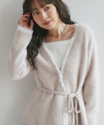【程よくリラクシー】ヘアリーウールカシミヤ混レースミドルカーディガン