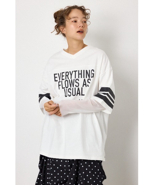 RODEO CROWNS WIDE BOWL(ロデオクラウンズワイドボウル)の「チュールレイヤードトップス(Tシャツ/カットソー・レディース・ブルー/ブラック/ホワイト・FREE)」の2枚目の写真