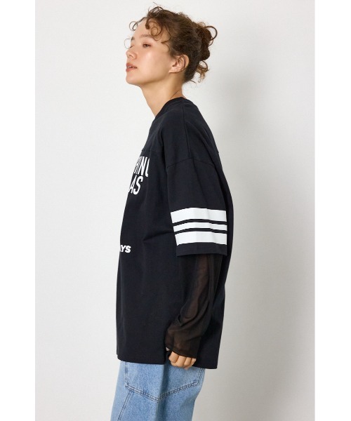 RODEO CROWNS WIDE BOWL(ロデオクラウンズワイドボウル)の「チュールレイヤードトップス(Tシャツ/カットソー・レディース・ブルー/ブラック/ホワイト・FREE)」の6枚目の写真