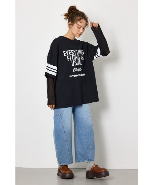 RODEO CROWNS WIDE BOWL(ロデオクラウンズワイドボウル)の「チュールレイヤードトップス(Tシャツ/カットソー・レディース・ブルー/ブラック/ホワイト・FREE)」の8枚目の写真