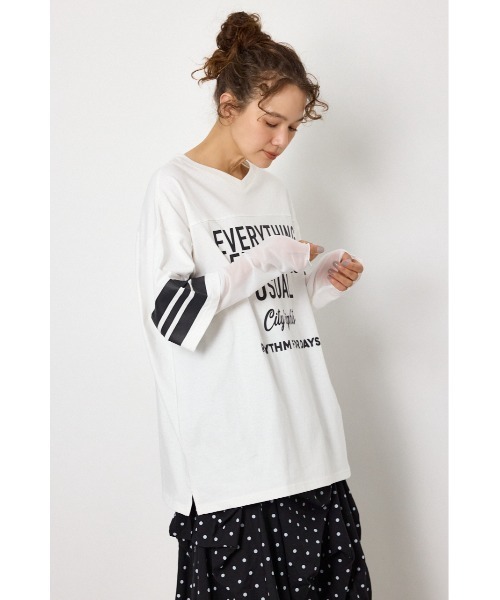 RODEO CROWNS WIDE BOWL(ロデオクラウンズワイドボウル)の「チュールレイヤードトップス(Tシャツ/カットソー・レディース・ブルー/ブラック/ホワイト・FREE)」の14枚目の写真