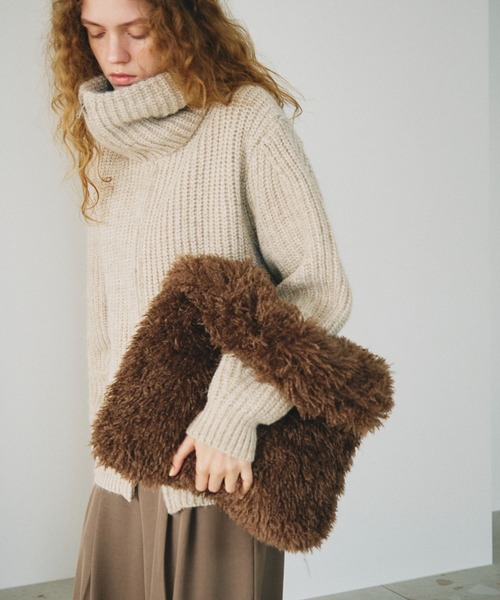 full/fill.(フルフィル)の「one handle fur bag / ワンハンドルファーバッグ(ハンドバッグ・レディース・ブラウン/アイボリー・FREE)」の2枚目の写真