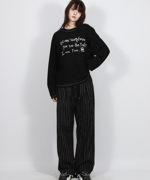 DEMARC(ドゥマーク)の「ヴィンテージストライプ ストレートフィット セミワイドパンツ ブラック(スラックス・レディース・その他・MEDIUM/LARGE)」の4枚目の写真