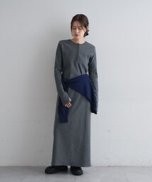 ショルダーパッドリブワンピース