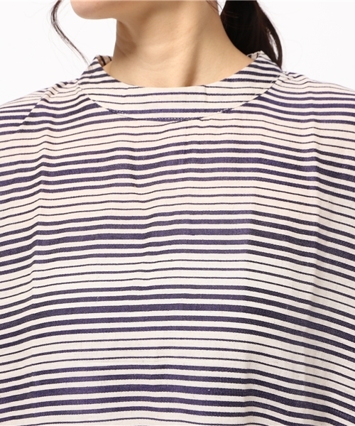 LBC(エルビーシー)の「リネンコットン変形ボーダーワンピース (ワンピース・レディース・ネイビー/オフホワイト/ダークブルー・LARGE/MEDIUM)」の8枚目の写真
