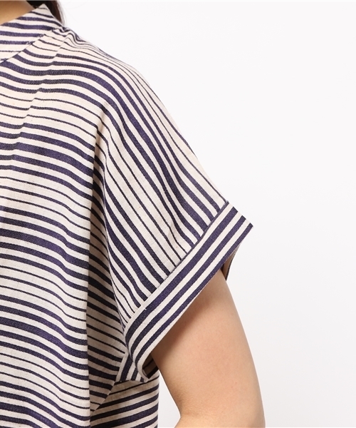 LBC(エルビーシー)の「リネンコットン変形ボーダーワンピース (ワンピース・レディース・ネイビー/オフホワイト/ダークブルー・LARGE/MEDIUM)」の11枚目の写真