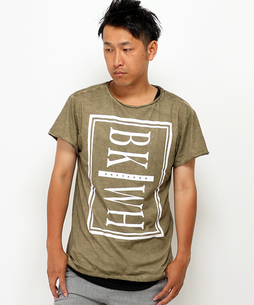 VENCEEXCHANGE(ヴァンスエクスチェンジ)の「セイソン染めロング丈Tシャツ(Tシャツ/カットソー・メンズ・ブラック/オリーブ・LARGE/MEDIUM)」の2枚目の写真