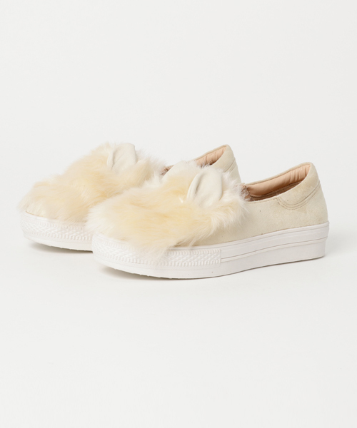 Noubel Voug Relax（ヌーベルヴォーグリラックス）の「Noubel Voug Relax（ヌーベルヴォーグリラックス）/ねこ耳ファーデザインシューズ（スニーカー・レディース・グレー/アイボリー/ブラック/ベージュ/レオパード・L/M/LL/S）」の13枚目の写真