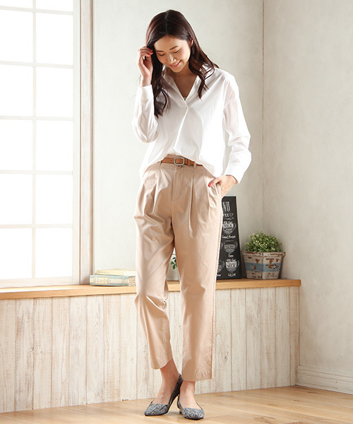 Honeys（ハニーズ）の「ワイドテーパードパンツ（チノパンツ・レディース・ブラック/カーキ/ピンク/ベージュ・S/M/L）」の15枚目の写真