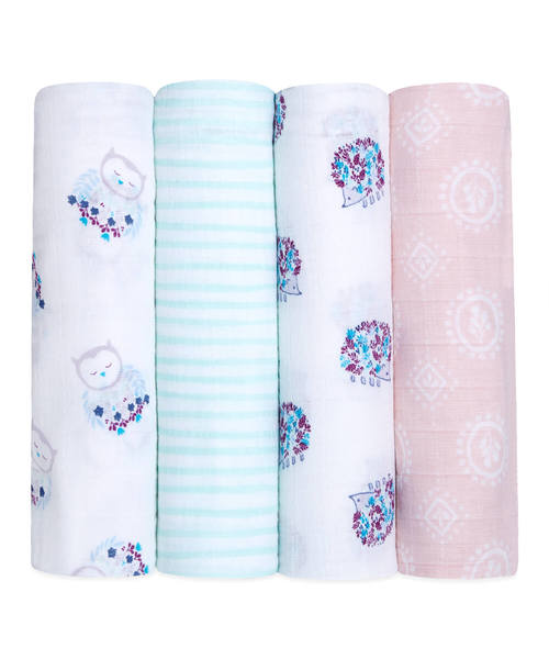 aden + anais (エイデンアンドアネイ)の「スワドル 4枚入り(おくるみ・キッズ・桜/スモークピンク/ベビーピンク/ダークパープル/パープル/サーモンピンク/コーラルピンク/ピンク系その他2/ピンク系その他3/ピンク系その他4/レッド系その他/ブルー/ライトブルーグレー/ピンク系その他5/ブルー系その他4/ホワイト系その他/サファリグリーン/レッド/イエロー/ライトイエロー/ブルー系その他/ピンク系その他/ホワイト系その他2/ホワイト×レッド/ホワイト×グレー/ピンク・FREE)」の11枚目の写真