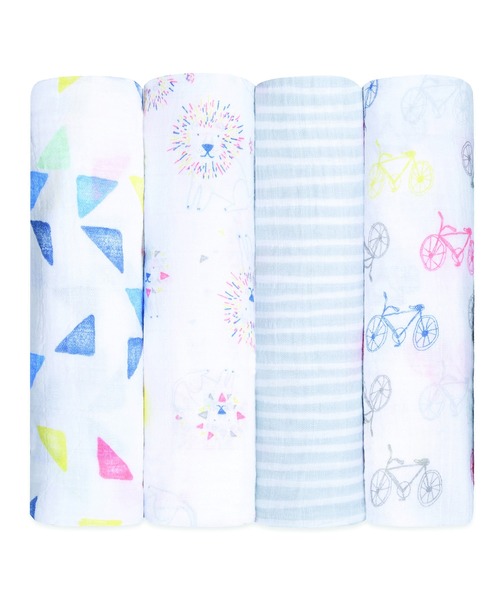 aden + anais (エイデンアンドアネイ)の「スワドル 4枚入り(おくるみ・キッズ・桜/スモークピンク/ベビーピンク/ダークパープル/パープル/サーモンピンク/コーラルピンク/ピンク系その他2/ピンク系その他3/ピンク系その他4/レッド系その他/ブルー/ライトブルーグレー/ピンク系その他5/ブルー系その他4/ホワイト系その他/サファリグリーン/レッド/イエロー/ライトイエロー/ブルー系その他/ピンク系その他/ホワイト系その他2/ホワイト×レッド/ホワイト×グレー/ピンク・FREE)」の3枚目の写真