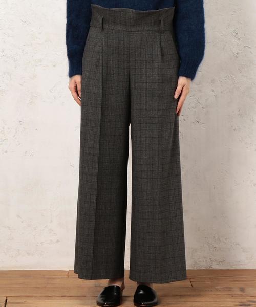 green label relaxing(グリーンレーベルリラクシング)の「KC T/R チェック ベルトツキ タック ワイドパンツ(その他パンツ・レディース・グレー・36/38)」の6枚目の写真