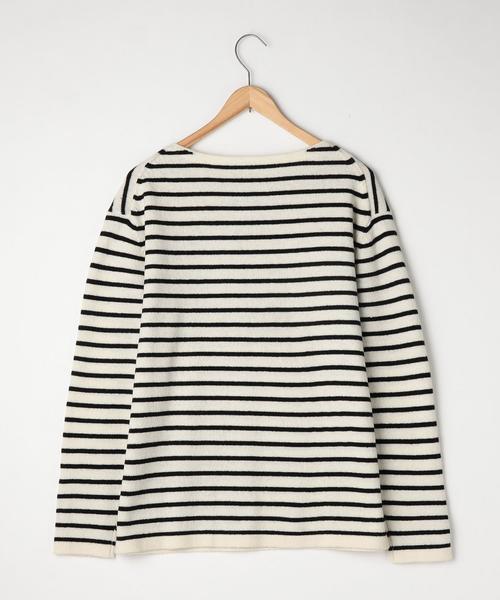 coen（コーエン）の「【手洗い可】ラムウールブレンドボーダーウォッシャブルボートネックニット（ニット/セーター・メンズ・ブラック/グレー/オフホワイト・SMALL/MEDIUM/LARGE/X-LARGE）」の4枚目の写真