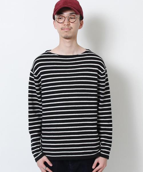 coen（コーエン）の「【手洗い可】ラムウールブレンドボーダーウォッシャブルボートネックニット（ニット/セーター・メンズ・ブラック/グレー/オフホワイト・SMALL/MEDIUM/LARGE/X-LARGE）」の16枚目の写真