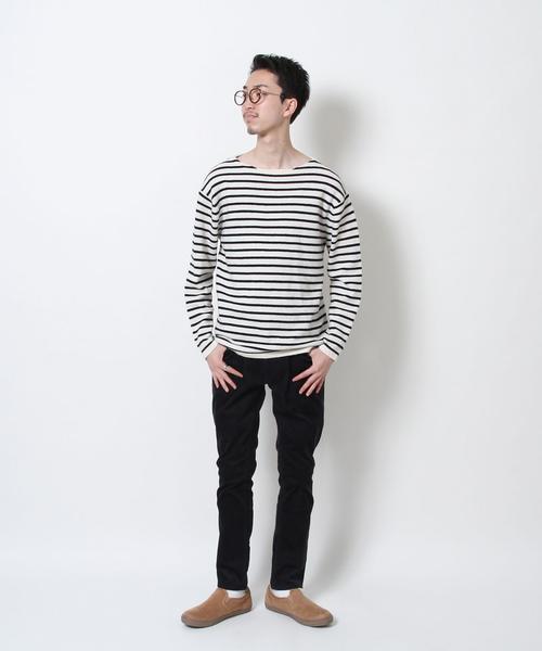 coen（コーエン）の「【手洗い可】ラムウールブレンドボーダーウォッシャブルボートネックニット（ニット/セーター・メンズ・ブラック/グレー/オフホワイト・SMALL/MEDIUM/LARGE/X-LARGE）」の20枚目の写真