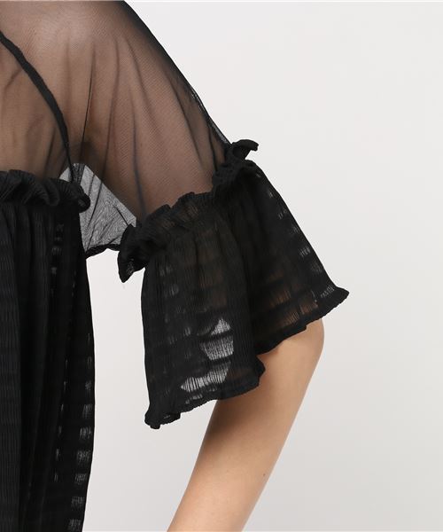 DING(ディング)の「DING/フリルトップス(Tシャツ/カットソー・レディース・ホワイト/ブラック・FREE)」の4枚目の写真