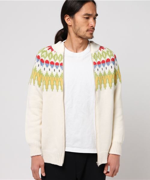 GREEN BOWL（グリーンボウル）の「GREEN BOWL Cowichan　Sweater/グリーンボウル ノルディック 柄 カウチン セーター（ニット/セーター・メンズ・チャコールグレー/キナリ・38/36）」の4枚目の写真