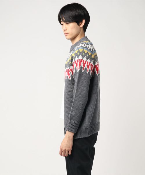GREEN BOWL（グリーンボウル）の「GREEN BOWL Cowichan　Sweater/グリーンボウル ノルディック 柄 カウチン セーター（ニット/セーター・メンズ・チャコールグレー/キナリ・38/36）」の11枚目の写真
