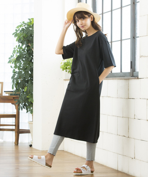 WEGO(ウィゴー)の「WEGO/ミニ裏毛ルーズワンピース(ワンピース・レディース・ブラック/杢グレー/ベージュ・FREE)」の2枚目の写真