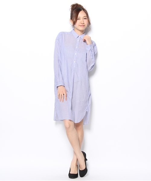 JOURNAL STANDARD relume(ジャーナルスタンダード レリューム)の「ローンシャンブレー ストライプワンピース(ワンピース・レディース・ホワイト/クリアブルー/ホワイト×ホワイト/ブルー系その他/コバルトブルー・FREE)」の3枚目の写真
