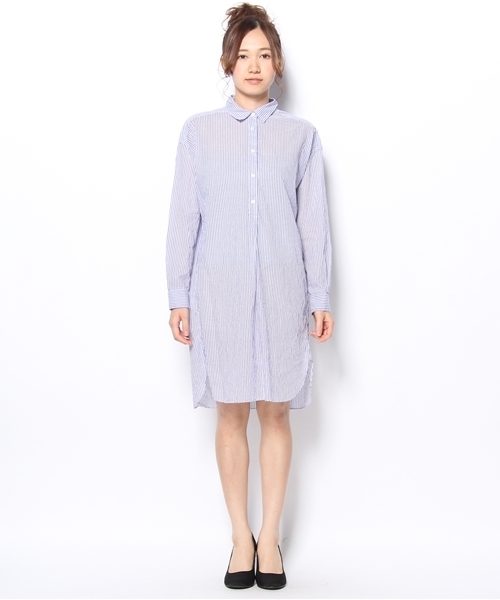 JOURNAL STANDARD relume(ジャーナルスタンダード レリューム)の「ローンシャンブレー ストライプワンピース(ワンピース・レディース・ホワイト/クリアブルー/ホワイト×ホワイト/ブルー系その他/コバルトブルー・FREE)」の6枚目の写真