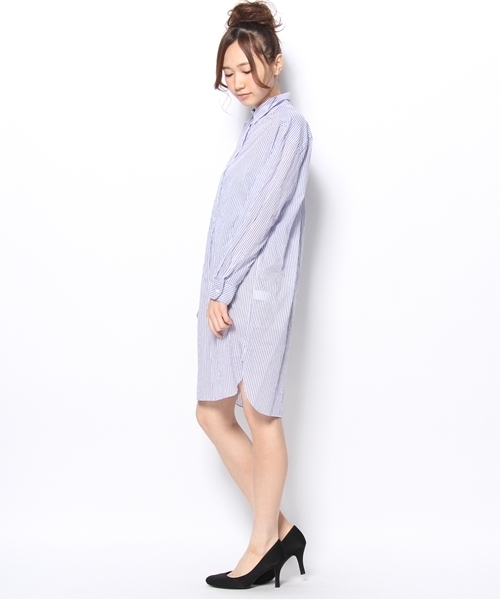 JOURNAL STANDARD relume(ジャーナルスタンダード レリューム)の「ローンシャンブレー ストライプワンピース(ワンピース・レディース・ホワイト/クリアブルー/ホワイト×ホワイト/ブルー系その他/コバルトブルー・FREE)」の7枚目の写真