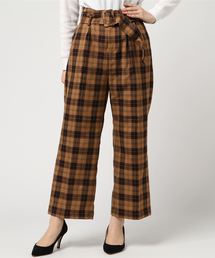 YECCA VECCA | チェック柄ベルトワイドパンツ(その他パンツ)