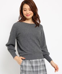 袖コンシャスV字編ニット