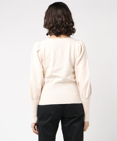 KOBE LETTUCE（コウベレタス）の「リブ切替バルーンスリーブニットトップス＊レディース/セーター[C3401]神戸レタス（ニット/セーター・レディース・ブラック/パープル/オフホワイト/ホワイト系その他・FREE）」の6枚目の写真