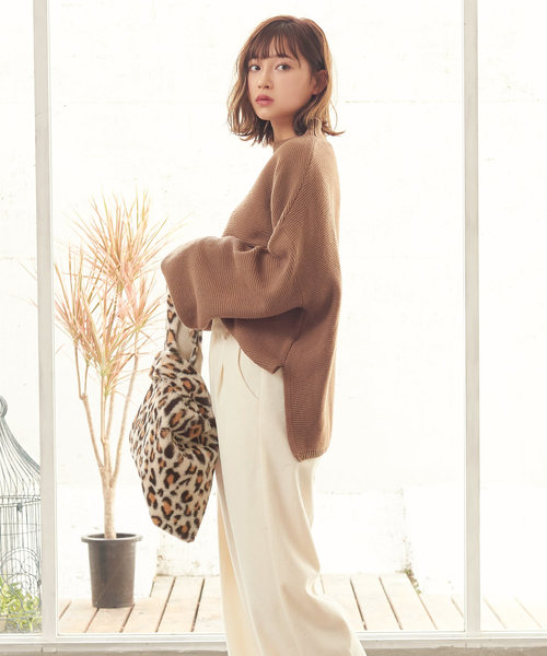 KOBE LETTUCE（コウベレタス）の「大容量エコファートートバッグ＊レオパード柄/レディース/BAG[B1213]神戸レタス（トートバッグ・レディース・ブラック/ホワイト系その他/ブラウン系その他/グレイッシュベージュ・FREE）」の8枚目の写真