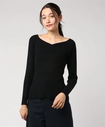 one way | ハートネックリブニット(ニット/セーター)