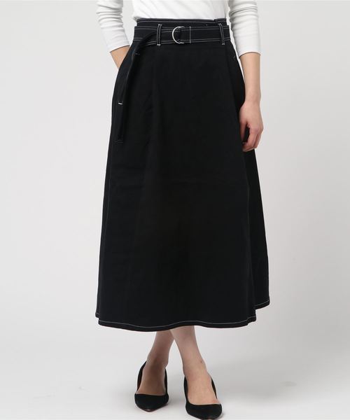 WEGO(ウィゴー)の「WEGO/コントラストステッチツイルフレアスカート(スカート・レディース・ブラック/ベージュ・FREE)」の11枚目の写真