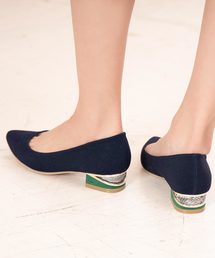 バイカラーローヒールパンプス
