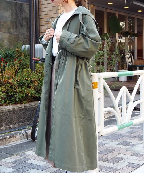 tiptop（ティップトップ）の「ウエスト紐付フードコート（その他アウター・レディース・ブラック/ベージュ/ブラウン/カーキ/グレイッシュベージュ・FREE）」の5枚目の写真