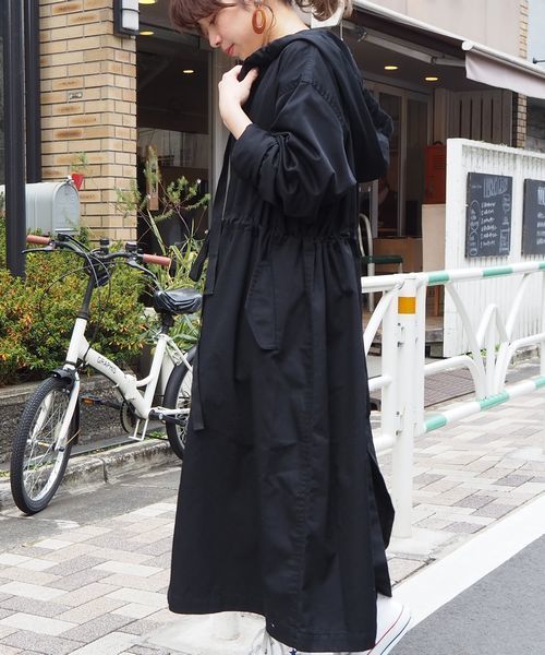 tiptop（ティップトップ）の「ウエスト紐付フードコート（その他アウター・レディース・ブラック/ベージュ/ブラウン/カーキ/グレイッシュベージュ・FREE）」の3枚目の写真