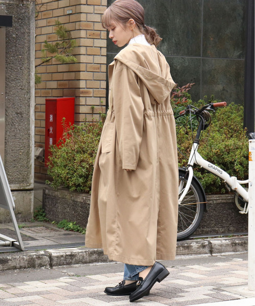 tiptop（ティップトップ）の「ウエスト紐付フードコート（その他アウター・レディース・ブラック/ベージュ/ブラウン/カーキ/グレイッシュベージュ・FREE）」の12枚目の写真