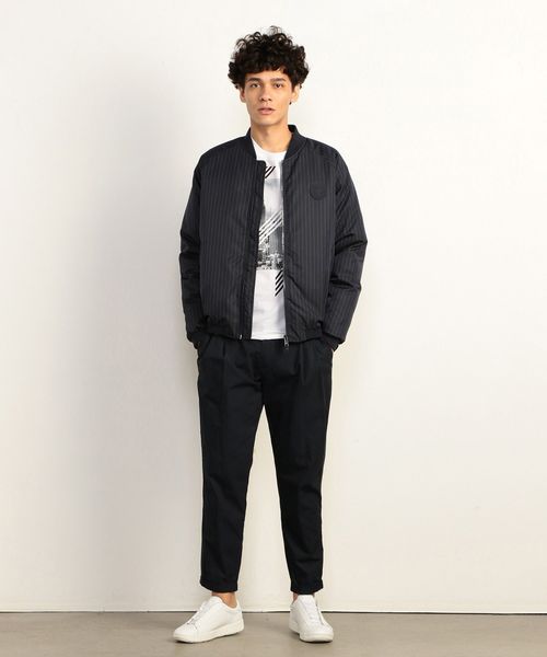 EMPORIO ARMANI ストライプ ジップアップカーディガン