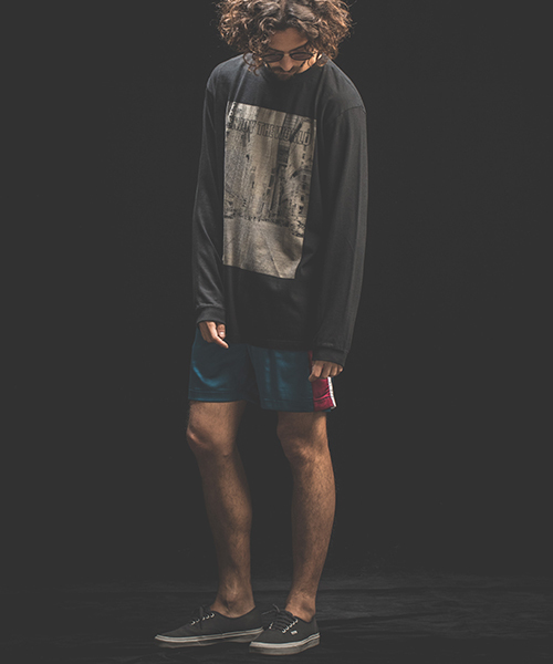 Jih Nunc（ジーヌンク）の「mlt2475-ロングスリーブプリントTシャツ -ENJOY THE WORLD-（Tシャツ/カットソー・メンズ・ホワイト/ブラック・M/L）」の5枚目の写真