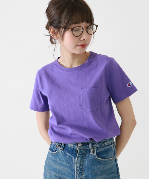 Champion（チャンピオン）の「【Champion】POCKET T-SHIRT（Tシャツ/カットソー・レディース・ホワイト/ブラック/グレー/ネイビー/バイオレット/オートミール/ベージュ/ピンク・M/L）」の7枚目の写真