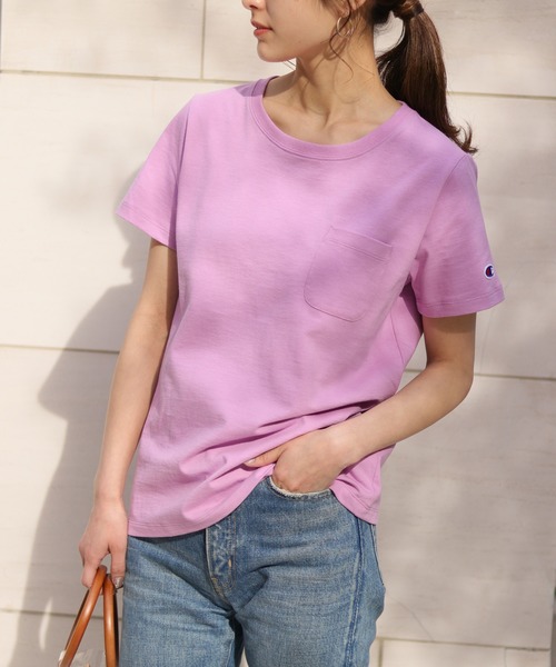 Champion（チャンピオン）の「【Champion】POCKET T-SHIRT（Tシャツ/カットソー・レディース・ホワイト/ブラック/グレー/ネイビー/バイオレット/オートミール/ベージュ/ピンク・M/L）」の8枚目の写真