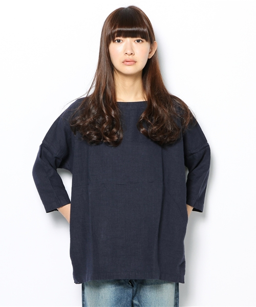 BEAMS BOY(ビームスボーイ)の「○BEAMS BOY / リネン バスクシャツ 7分袖(シャツ/ブラウス・レディース・ホワイト/グレー/ネイビー・ONE SIZE)」の3枚目の写真