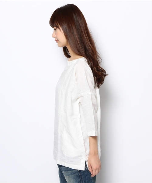 BEAMS BOY(ビームスボーイ)の「○BEAMS BOY / リネン バスクシャツ 7分袖(シャツ/ブラウス・レディース・ホワイト/グレー/ネイビー・ONE SIZE)」の5枚目の写真