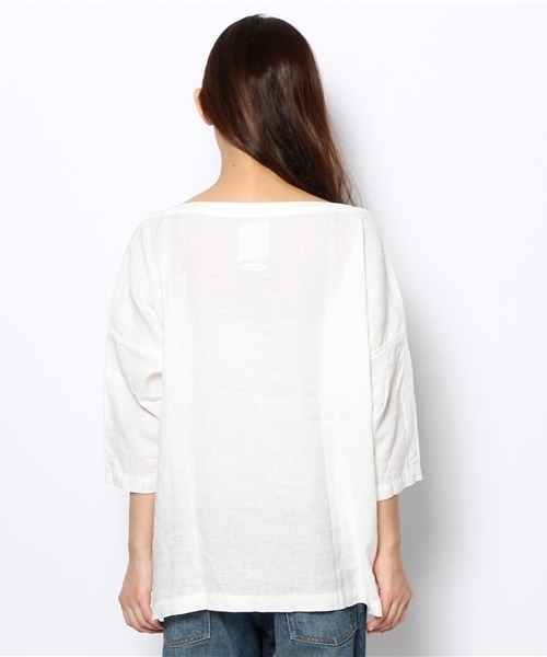 BEAMS BOY(ビームスボーイ)の「○BEAMS BOY / リネン バスクシャツ 7分袖(シャツ/ブラウス・レディース・ホワイト/グレー/ネイビー・ONE SIZE)」の6枚目の写真