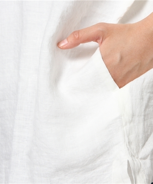 BEAMS BOY(ビームスボーイ)の「○BEAMS BOY / リネン バスクシャツ 7分袖(シャツ/ブラウス・レディース・ホワイト/グレー/ネイビー・ONE SIZE)」の8枚目の写真