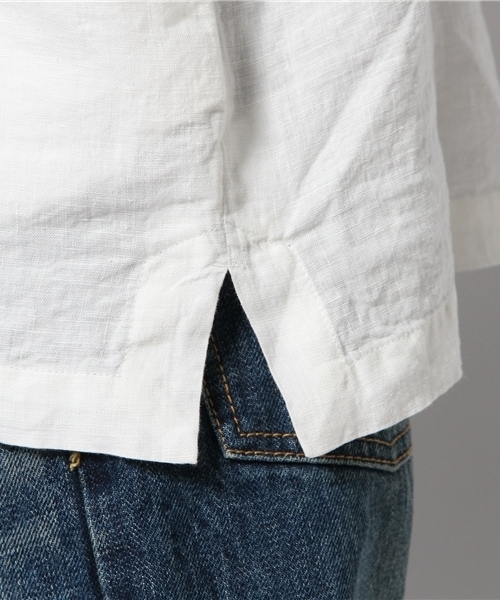 BEAMS BOY(ビームスボーイ)の「○BEAMS BOY / リネン バスクシャツ 7分袖(シャツ/ブラウス・レディース・ホワイト/グレー/ネイビー・ONE SIZE)」の9枚目の写真