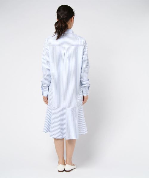 DING（ディング）の「DING/ストライプシャツワンピ－ス（シャツワンピース・レディース・ブラック系その他/ブルー系その他・FREE）」の4枚目の写真