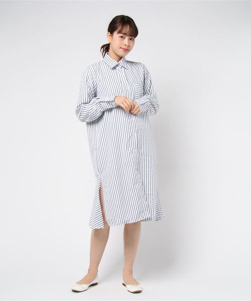 DING（ディング）の「DING/ストライプシャツワンピ－ス（シャツワンピース・レディース・ブラック系その他/ブルー系その他・FREE）」の13枚目の写真