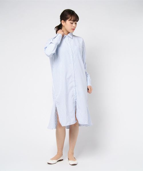 DING（ディング）の「DING/ストライプシャツワンピ－ス（シャツワンピース・レディース・ブラック系その他/ブルー系その他・FREE）」の12枚目の写真