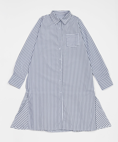 DING（ディング）の「DING/ストライプシャツワンピ－ス（シャツワンピース・レディース・ブラック系その他/ブルー系その他・FREE）」の7枚目の写真