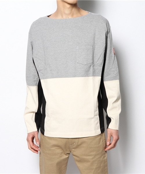 BEAMS(ビームス)の「○C.E / PATCH WORK LONG SREEVE TEE(Tシャツ/カットソー・メンズ・グレー/ネイビー・LARGE/SMALL/MEDIUM)」の2枚目の写真